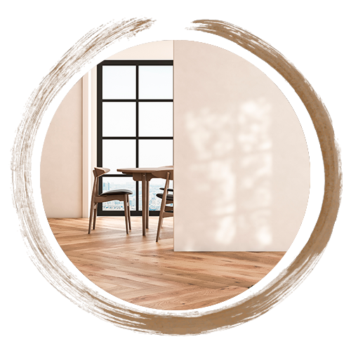 Detalle de una vivienda con tarima